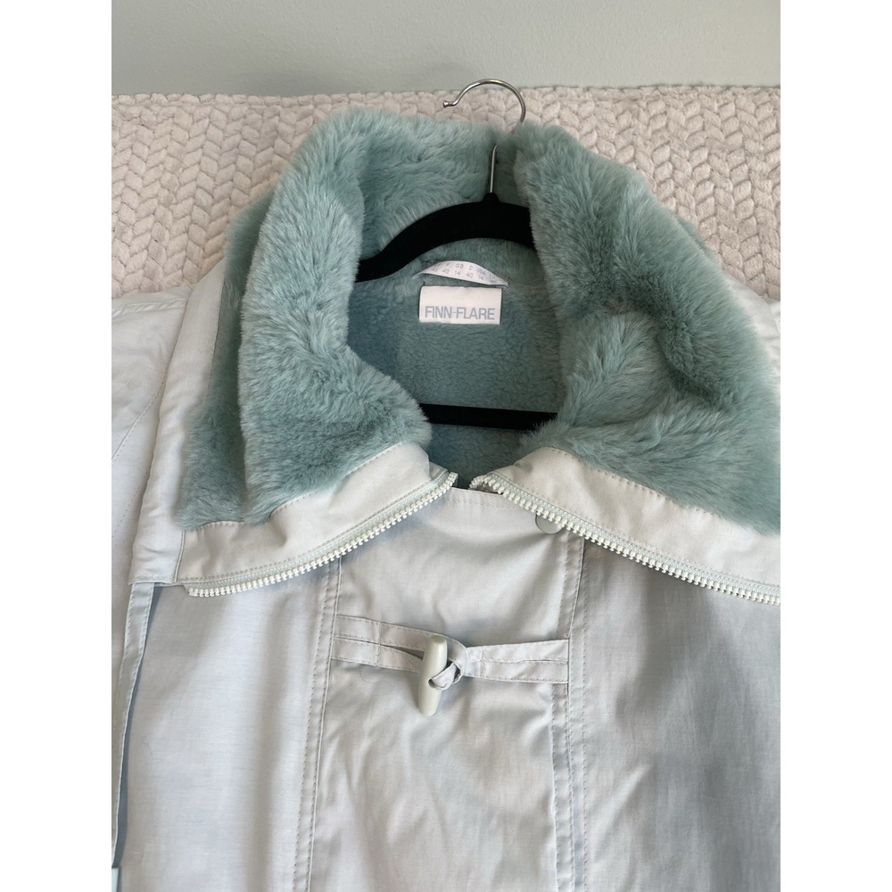 Finn Flare Jacket‎ Coat Size Large Mint Green Faux Fur Shirt Style L 14 - Picture 2 of 12